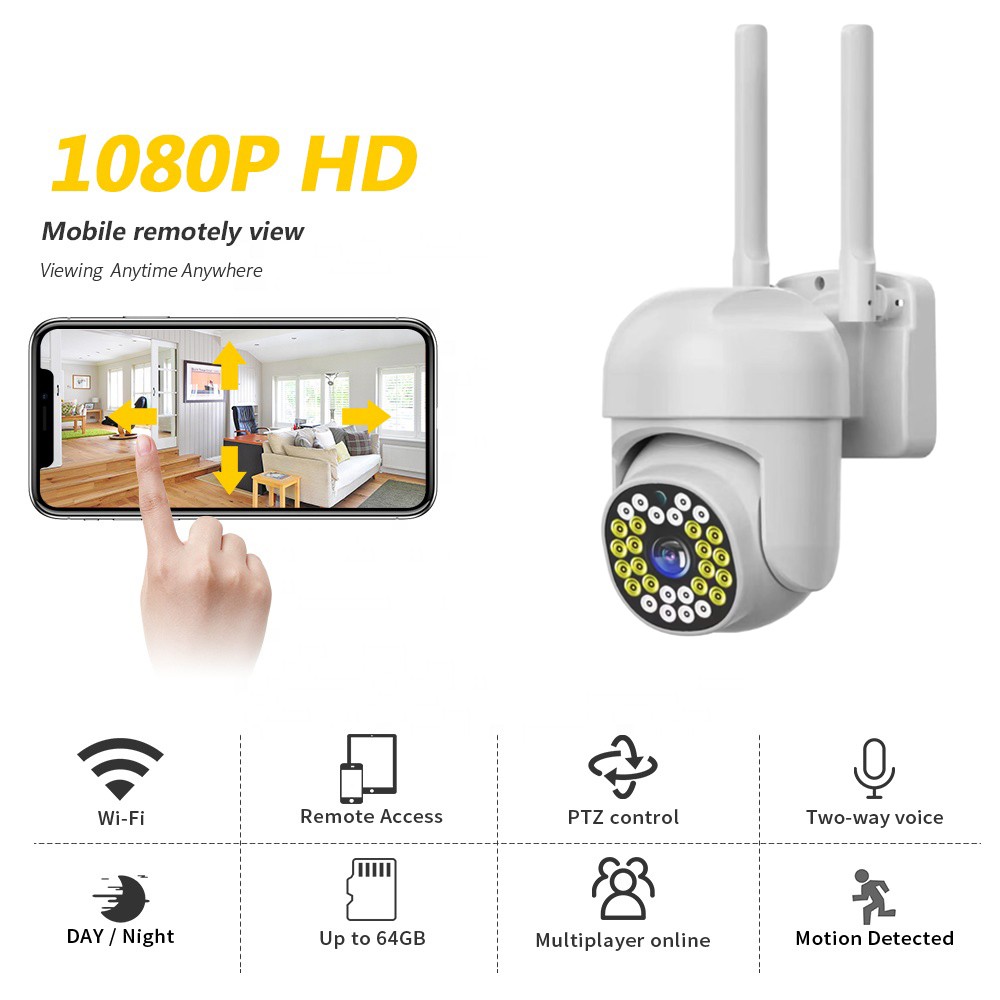 Ptz Wifi Camera Hb66 1080p Outdoor Cctv Security Camera 4x Digital Zoom Wireless Ai Human Detection
