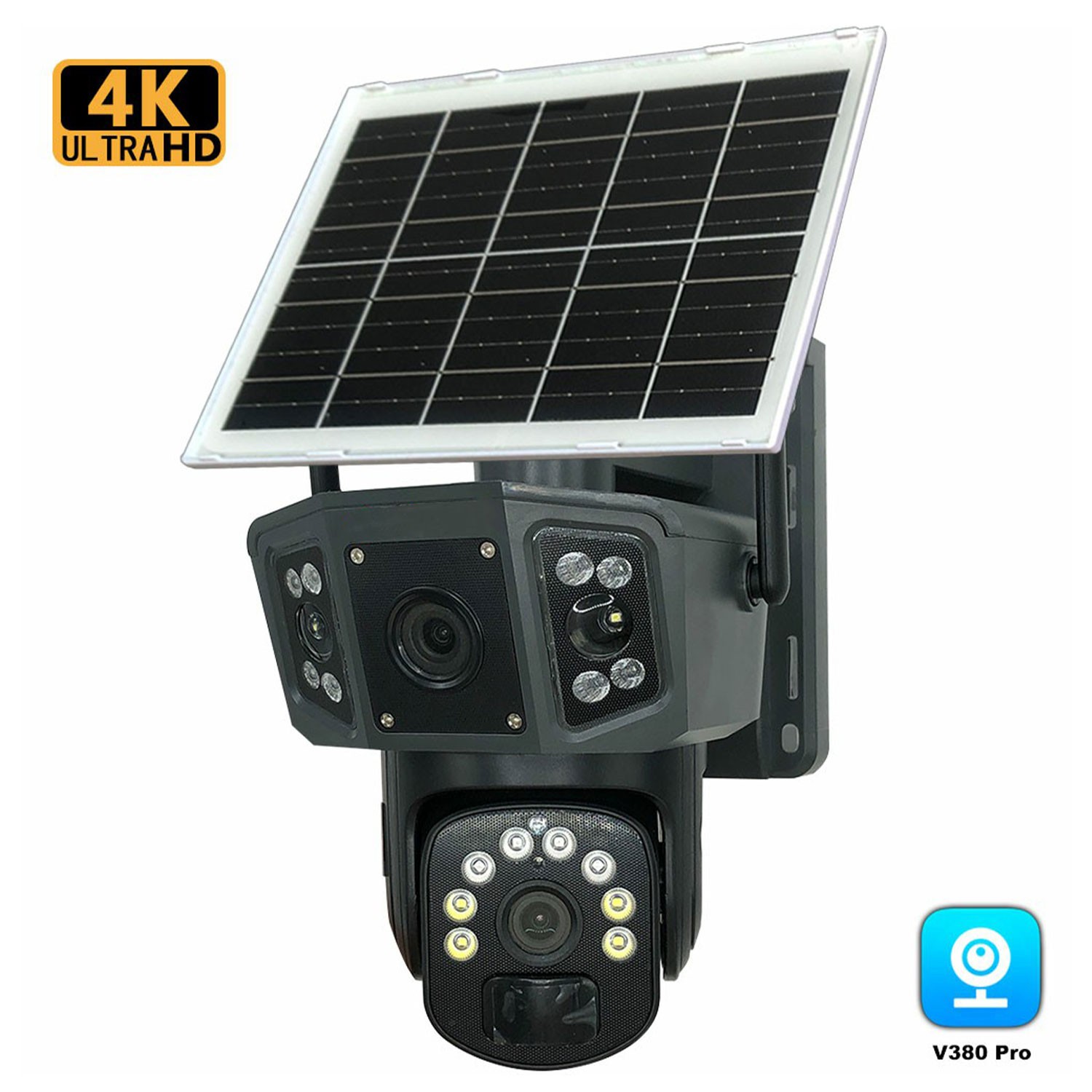 Ca-wc013 Ptz Solar Outdoor 8mp Dual Lens Camera Pan Tilt Pir Motion Detection With V380 Pro App