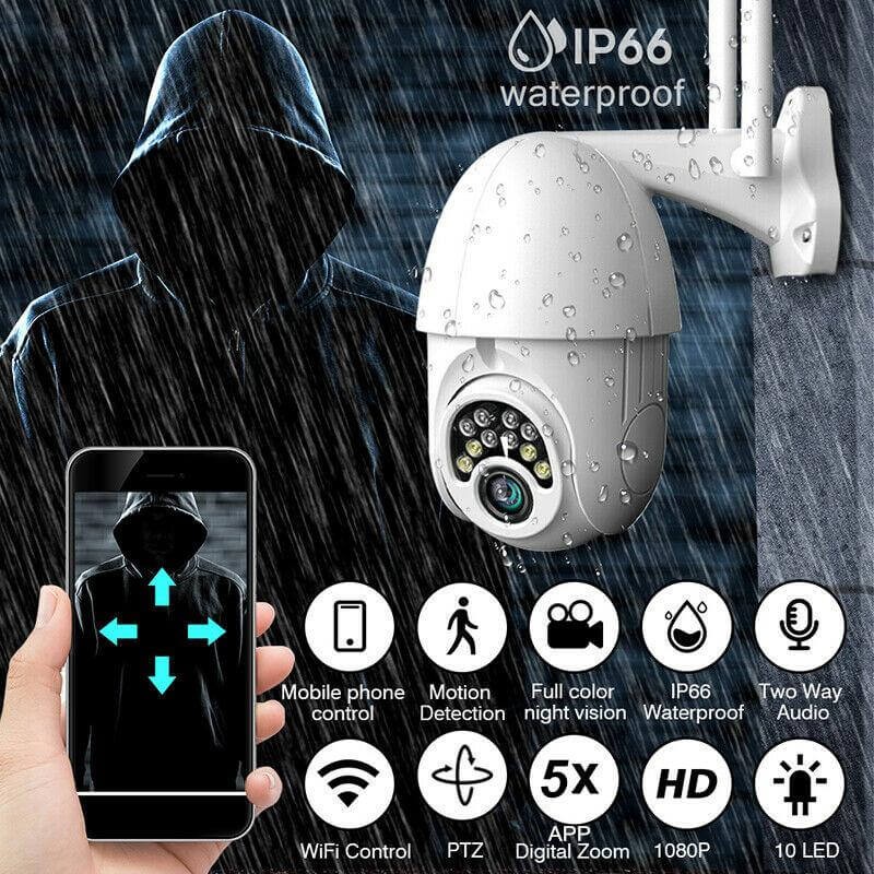 Wifi Outdoor PTZ Camera with Colored Night Vision Ip66 5x with 10 led lights