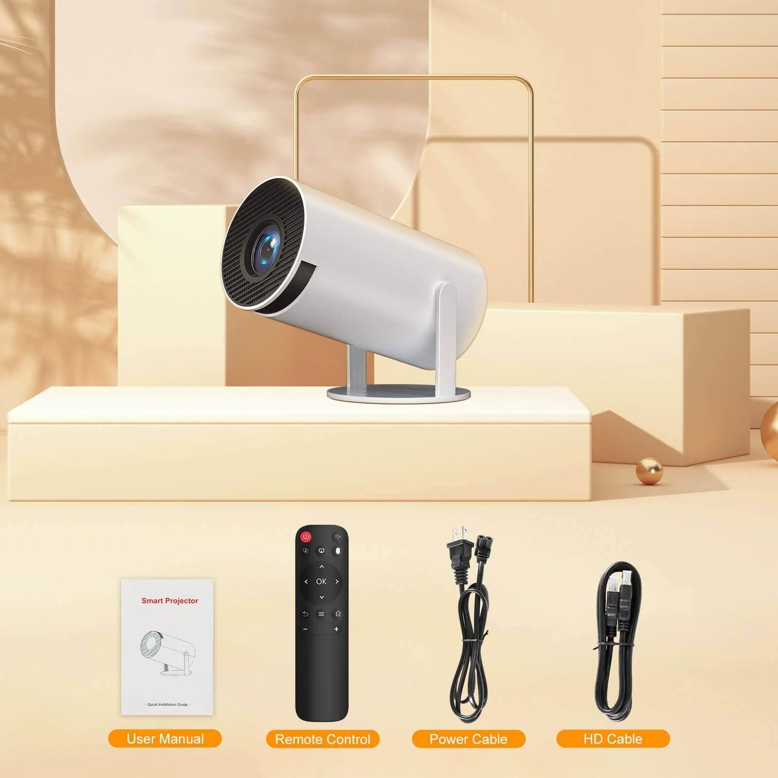 HY300 Mini Portable Projector With Apps Built-in, With Wi-Fi and Bluet